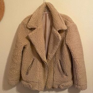 H&M teddy faux Sherpa/shearling moto jacket